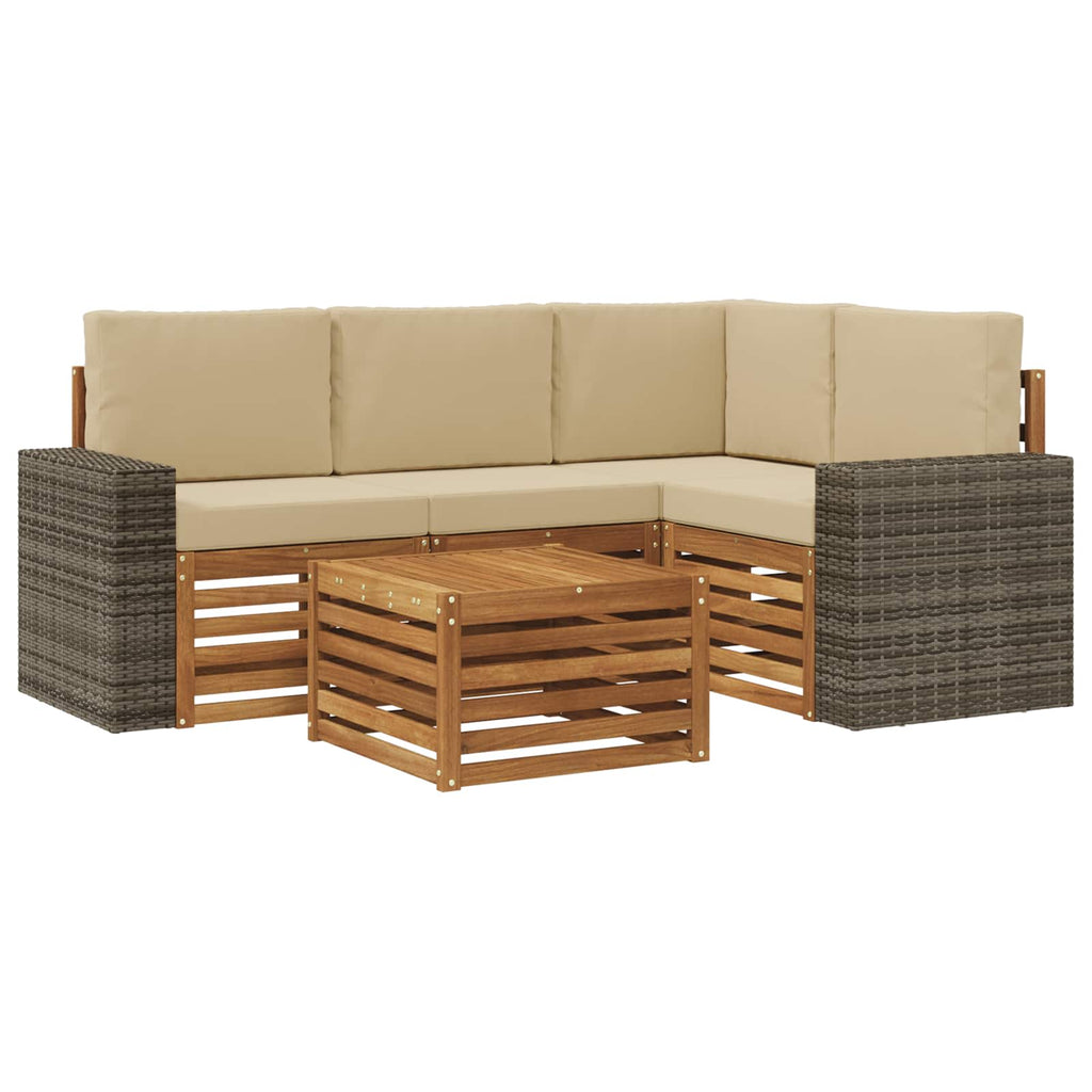 vidaXL Zestaw sof na zewnątrz 5 pcs Naturalny i Beżowy 59 x 59 x 37 cm