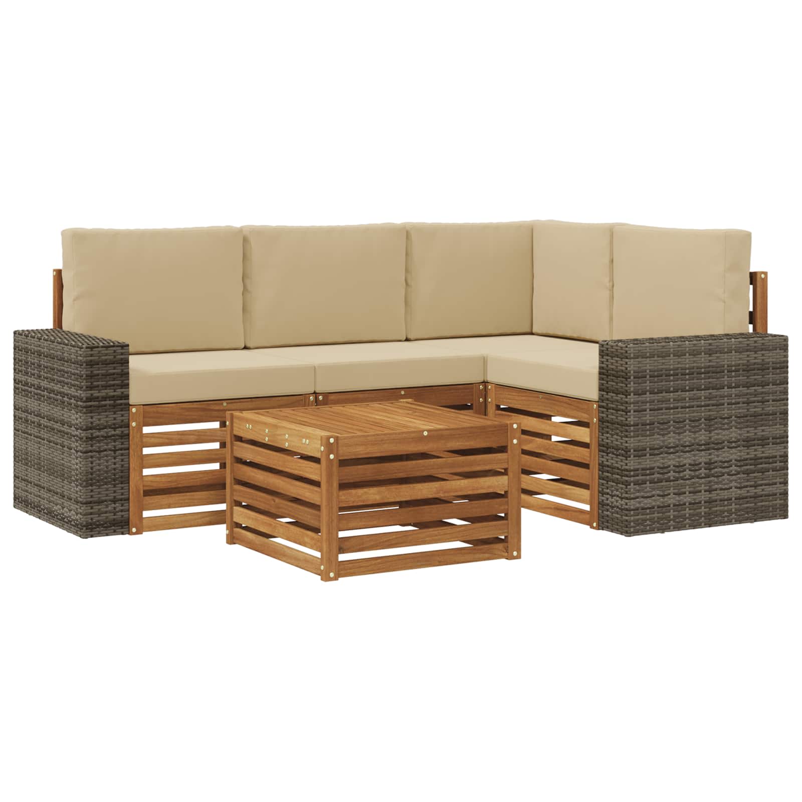 vidaXL Zestaw sof na zewnątrz 5 pcs Naturalny i Beżowy 59 x 59 x 37 cm