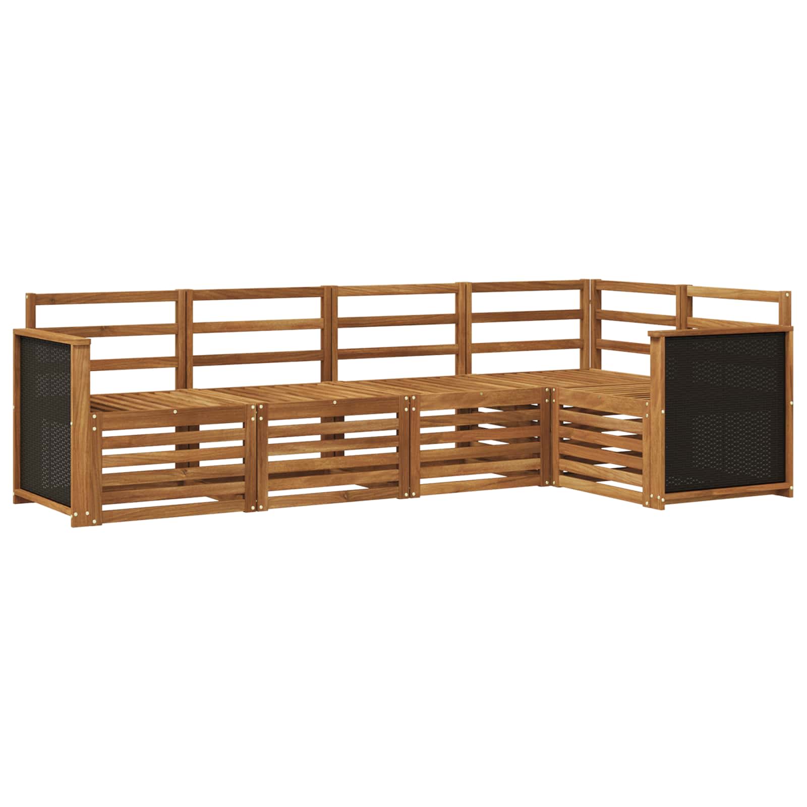 vidaXL Zestaw sofy narożnej 4 pcs naturalny Lite Drewno Akacji