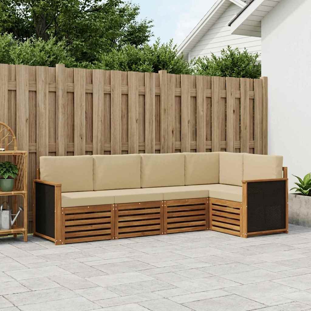 vidaXL Zestaw sofy narożnej z poduszką 4 pcs naturalny