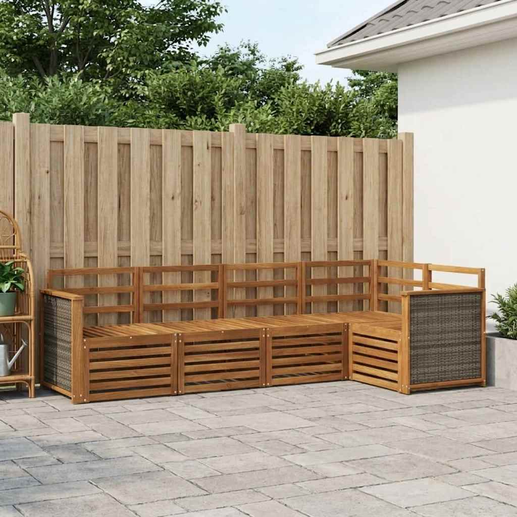 vidaXL Zestaw sofy narożnej 4 pcs naturalny Lite Drewno Akacji