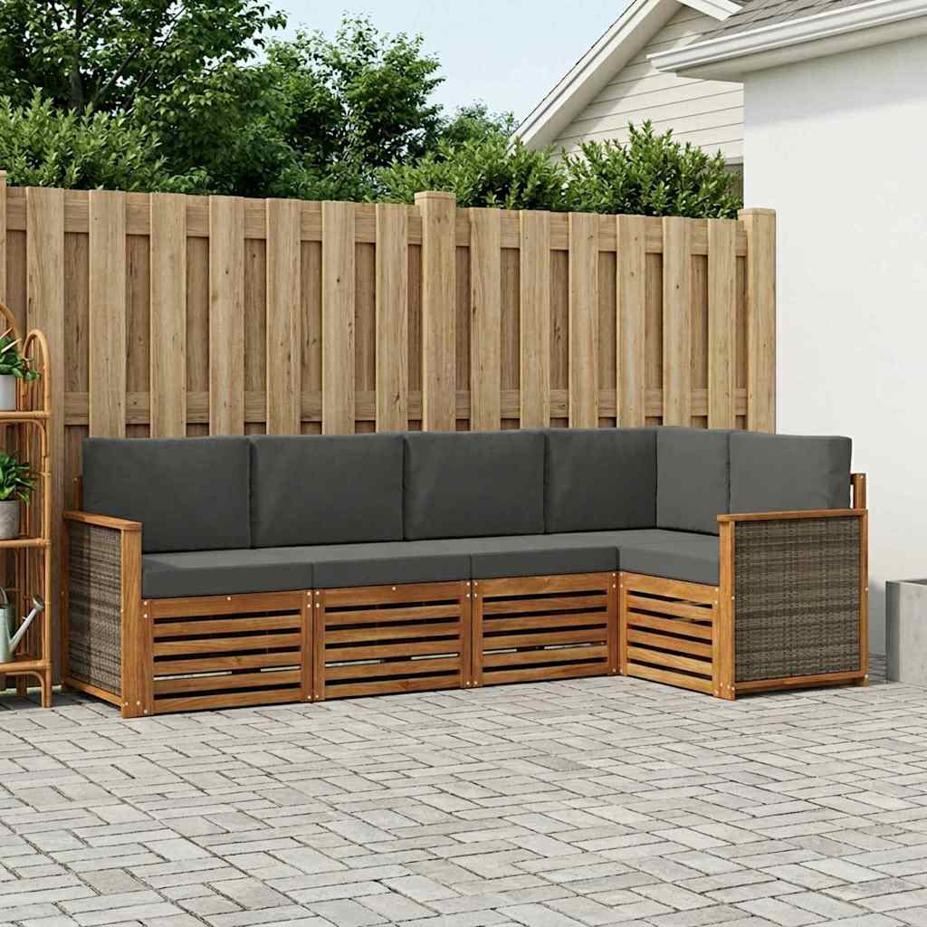 vidaXL Zestaw sofy narożnej z poduszką 4 pcs Naturalny i Antracytowy