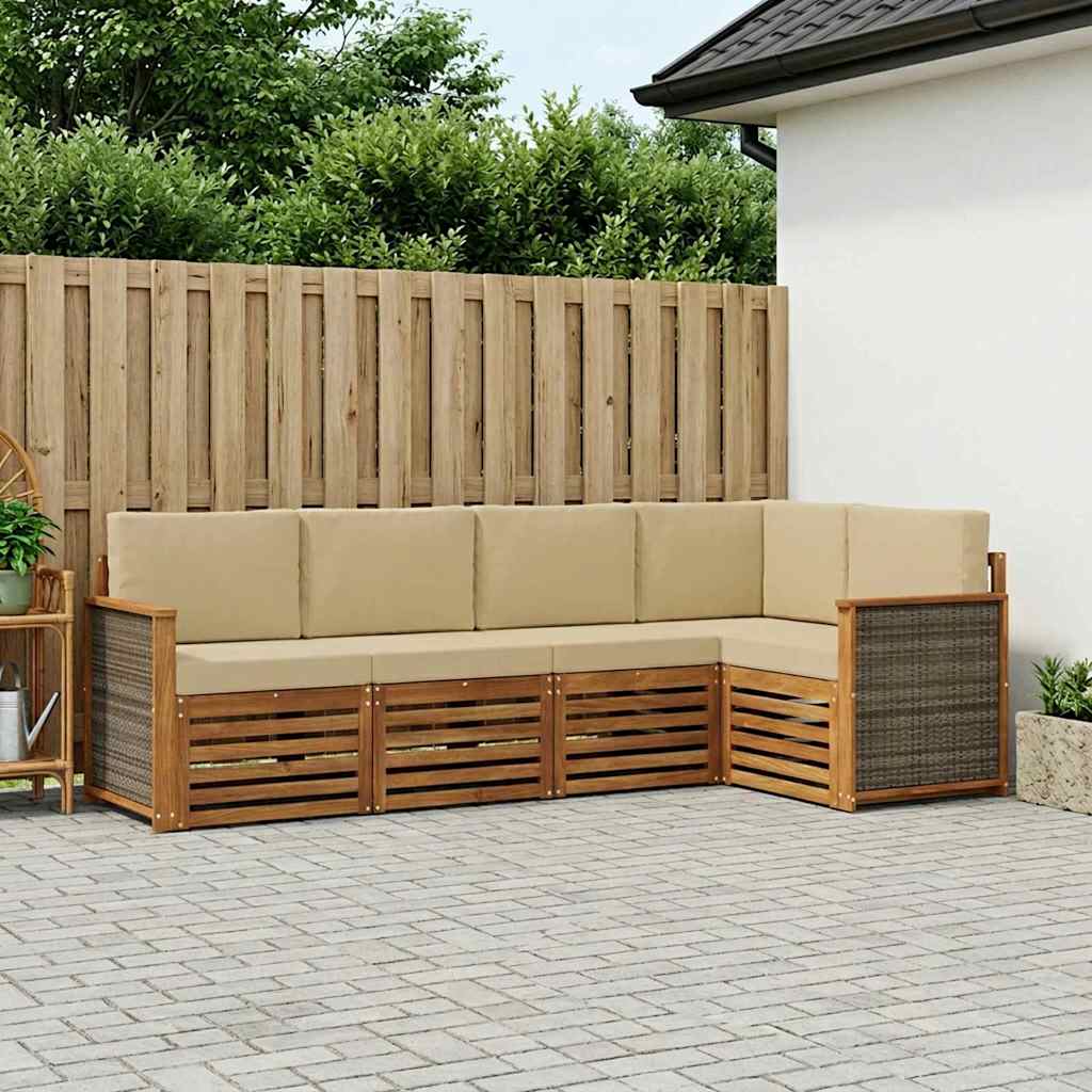 vidaXL Zestaw sofy narożnej z poduszką 4 pcs naturalny