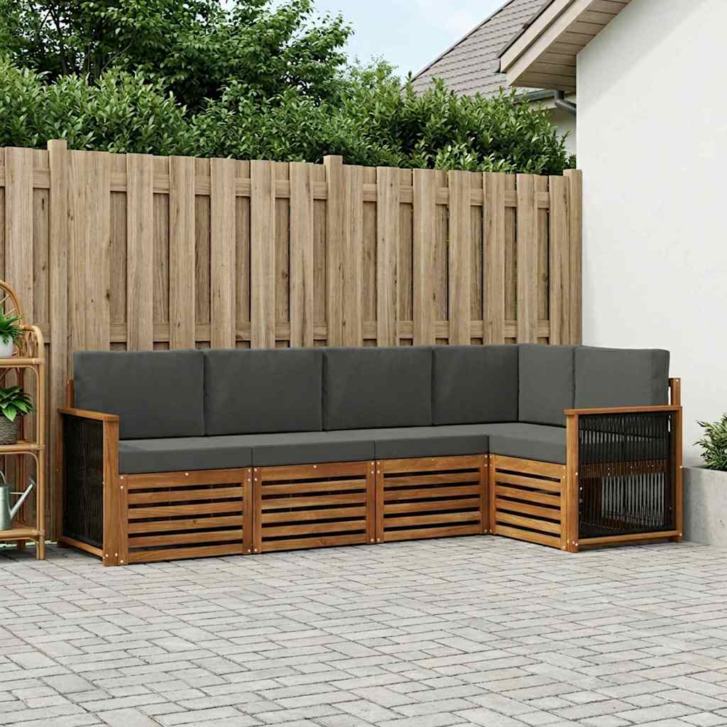 vidaXL Zestaw sofy narożnej z poduszką 4 pcs Naturalny i Antracytowy
