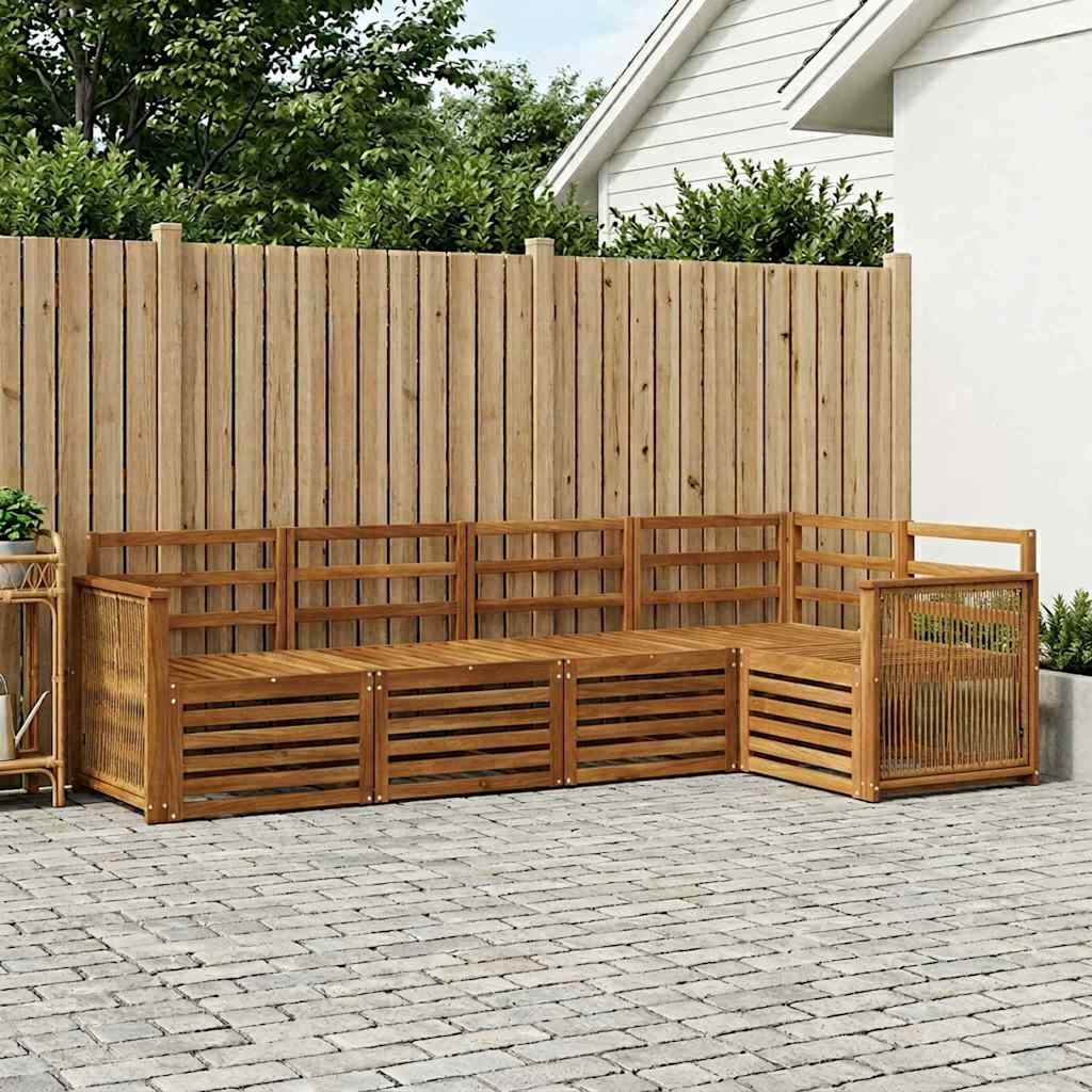 vidaXL Zestaw sofy narożnej 4 pcs naturalny Lite Drewno Akacji