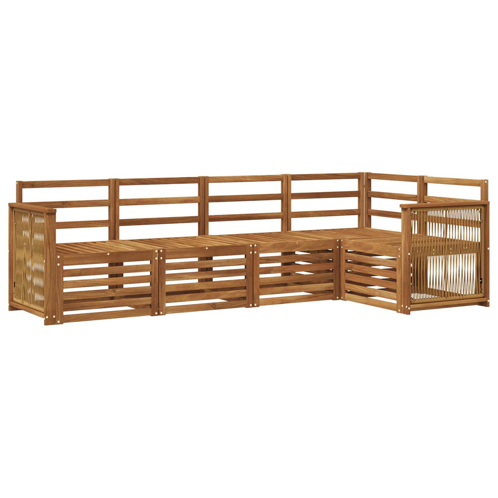 vidaXL Zestaw sofy narożnej 4 pcs naturalny Lite Drewno Akacji