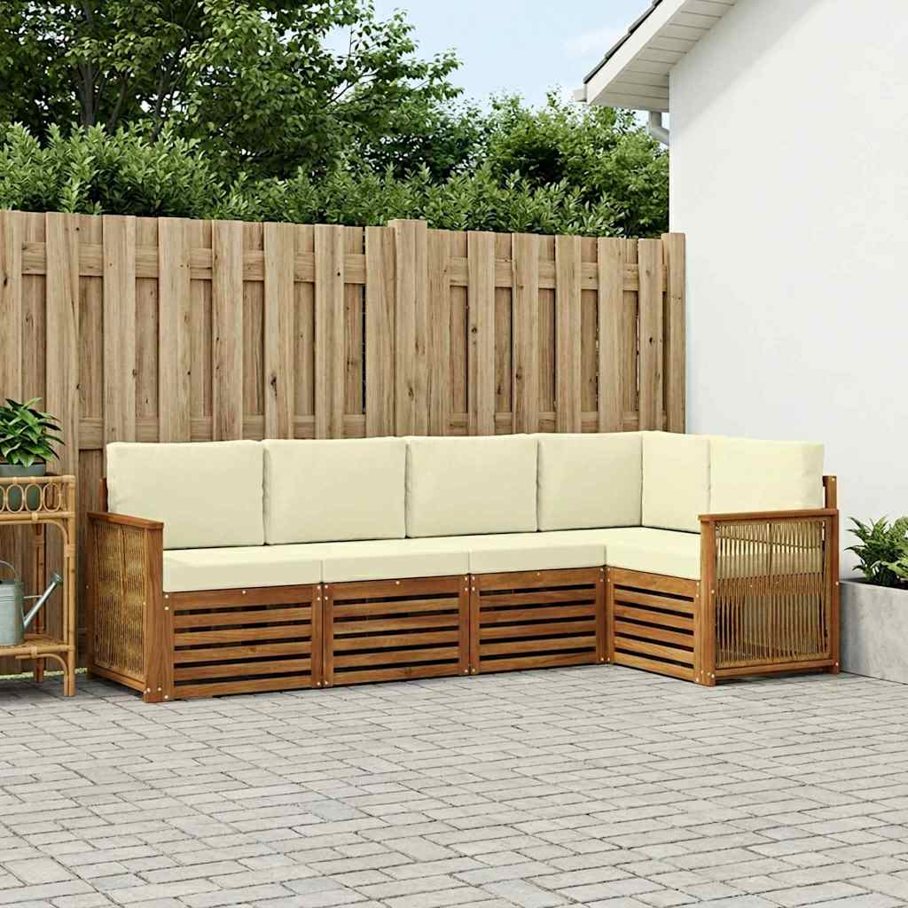 vidaXL Zestaw sofy narożnej z poduszką 4 pcs Naturalny i Kremowy