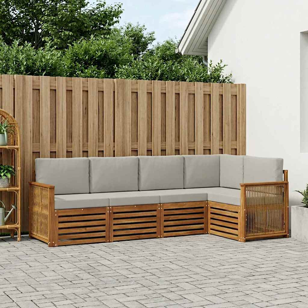 vidaXL Zestaw sofy narożnej z poduszką 4 pcs Naturalny i jasnoszary