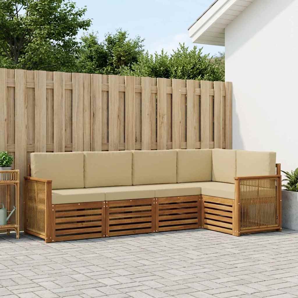 vidaXL Zestaw sofy narożnej z poduszką 4 pcs naturalny