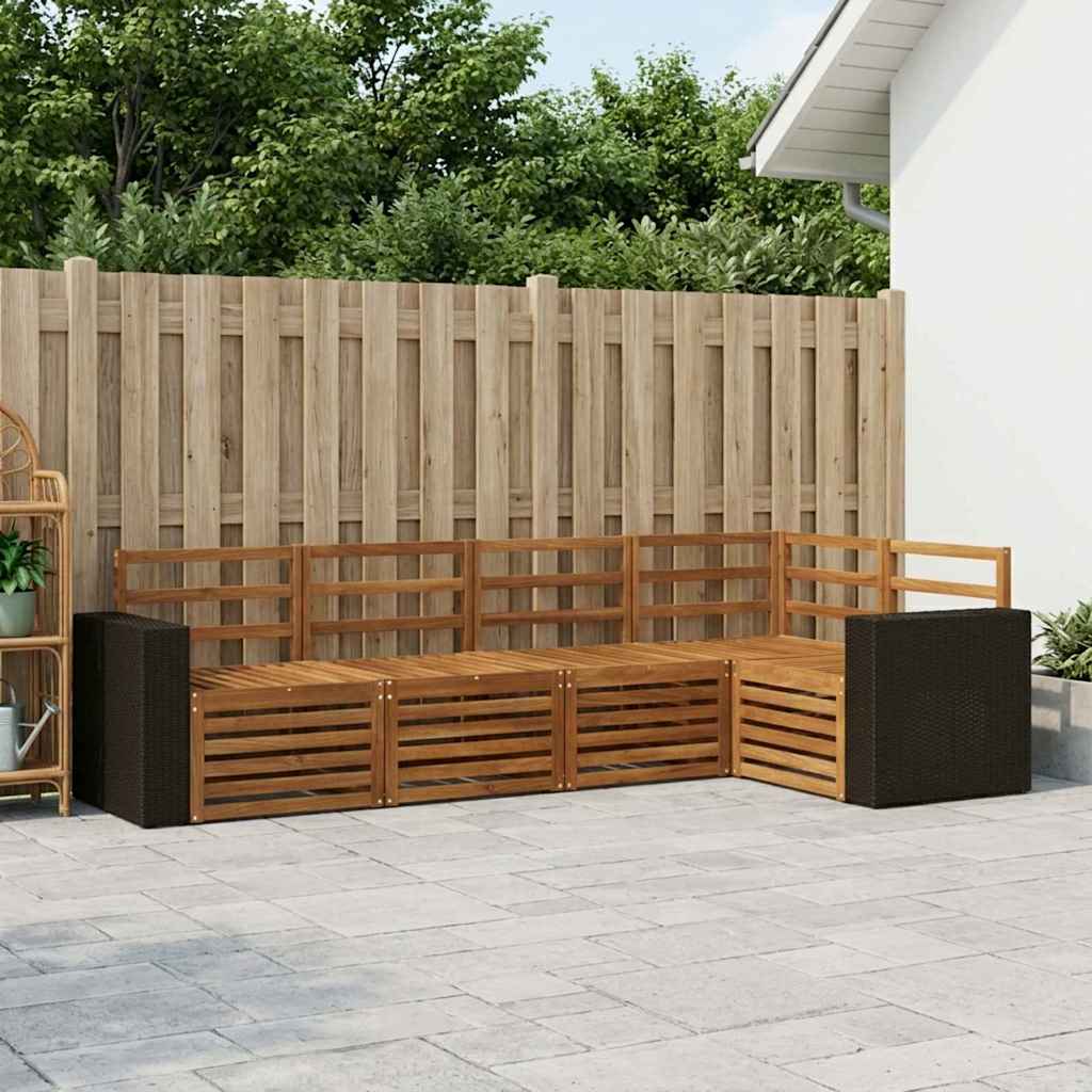vidaXL Zestaw sofy narożnej 5 pcs naturalny Lite Drewno Akacji