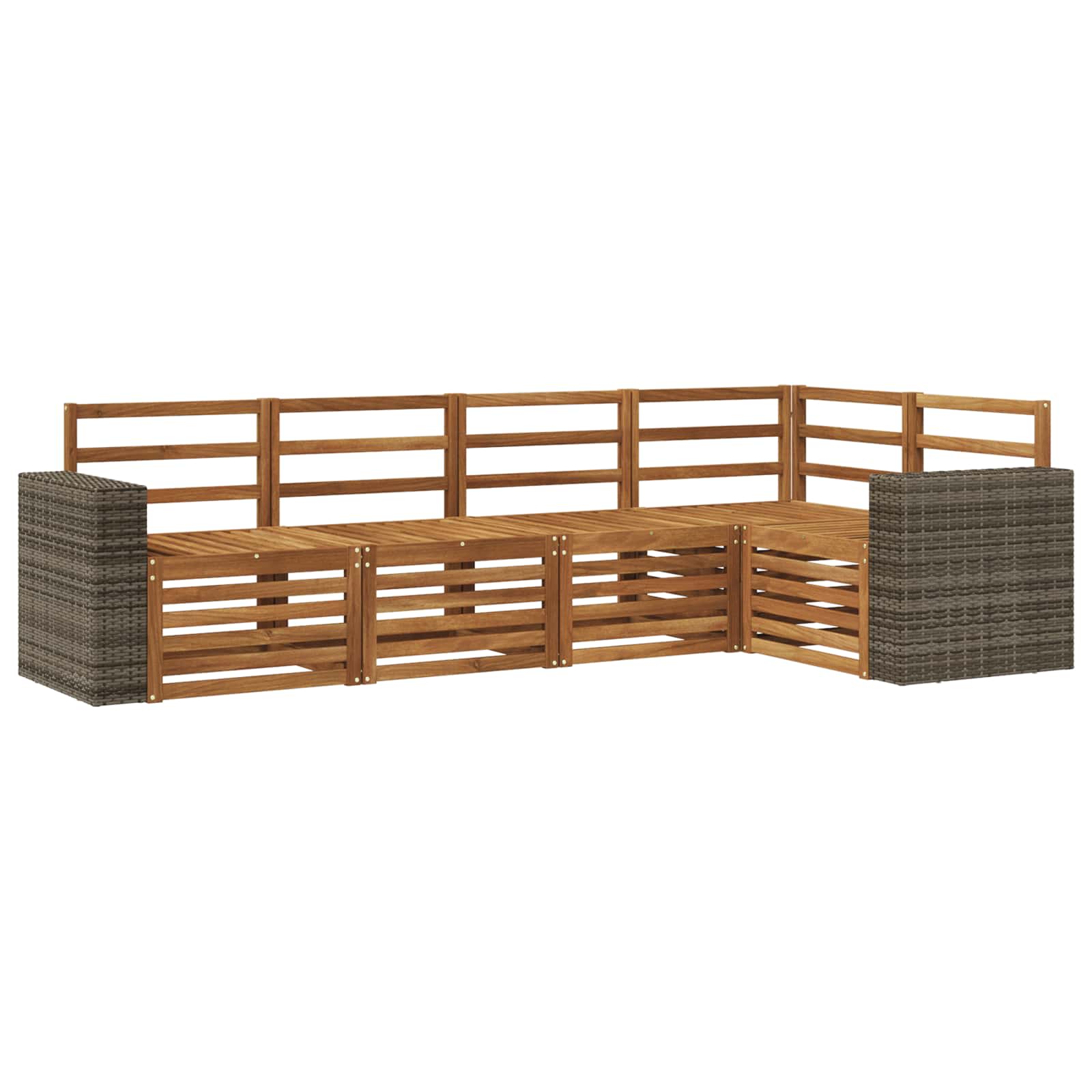 vidaXL Zestaw sofy narożnej 5 pcs naturalny Lite Drewno Akacji