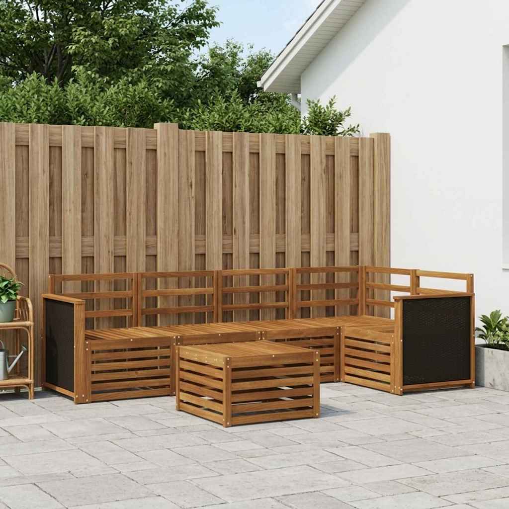 vidaXL Zestaw sofy narożnej 5 pcs naturalny Lite Drewno Akacji