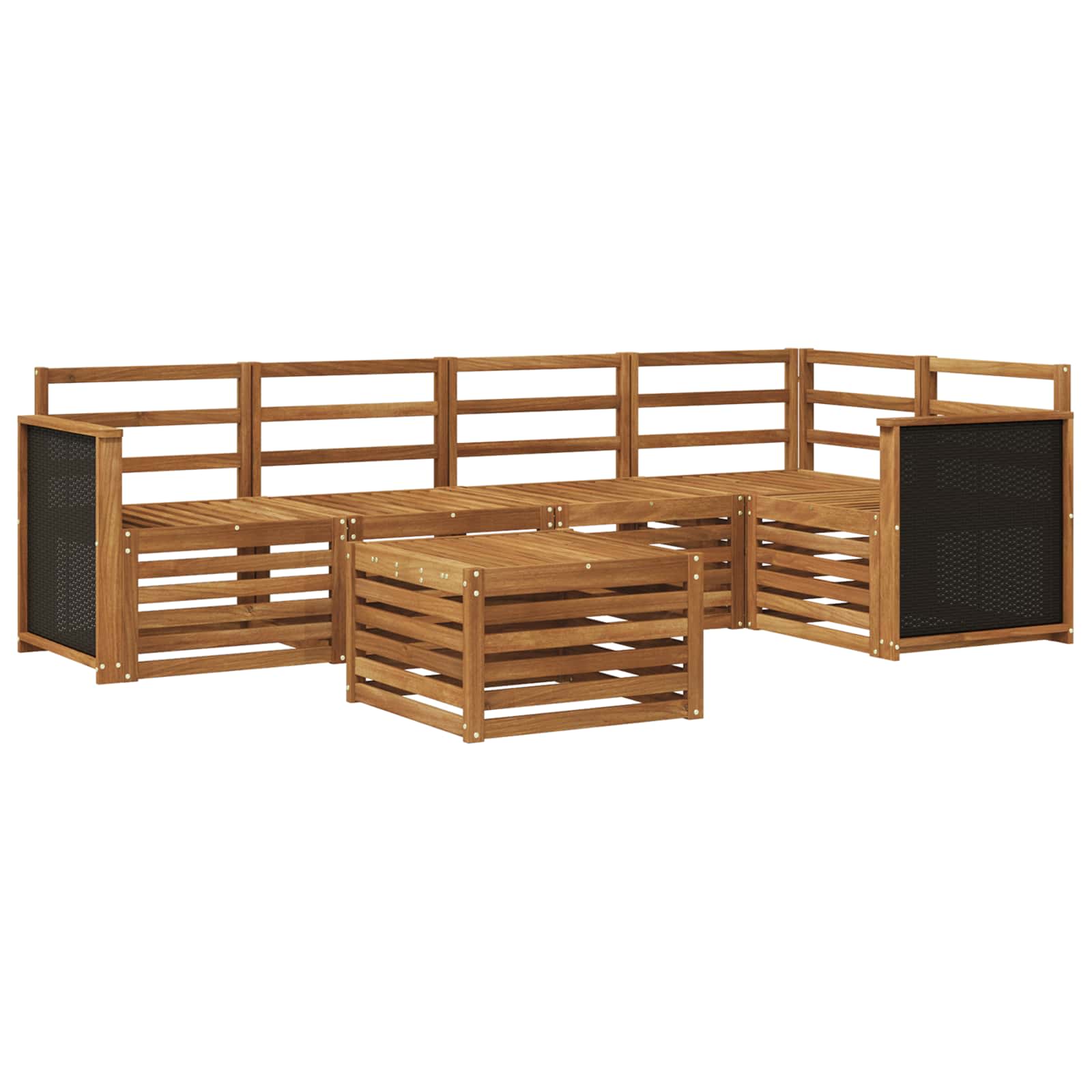vidaXL Zestaw sofy narożnej 5 pcs naturalny Lite Drewno Akacji