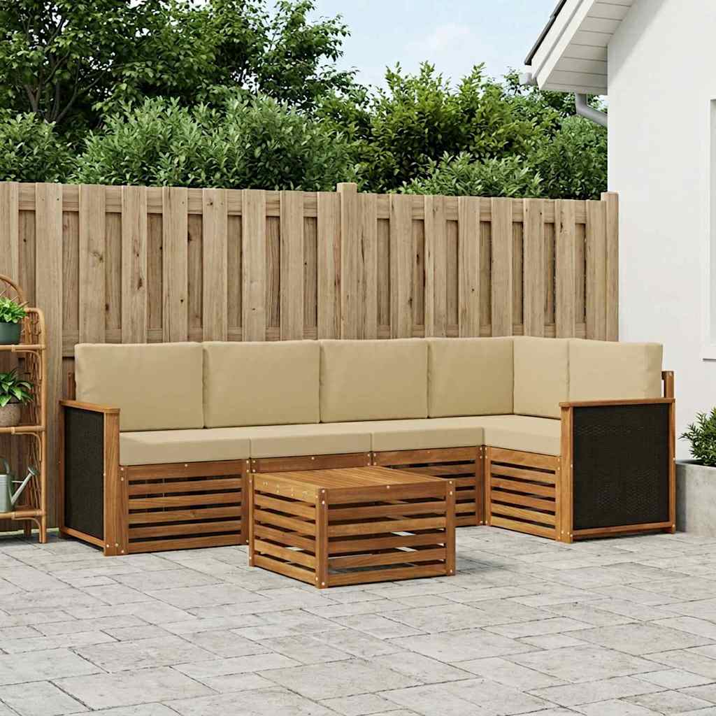 vidaXL Zestaw sofy narożnej z poduszką 5 pcs naturalny