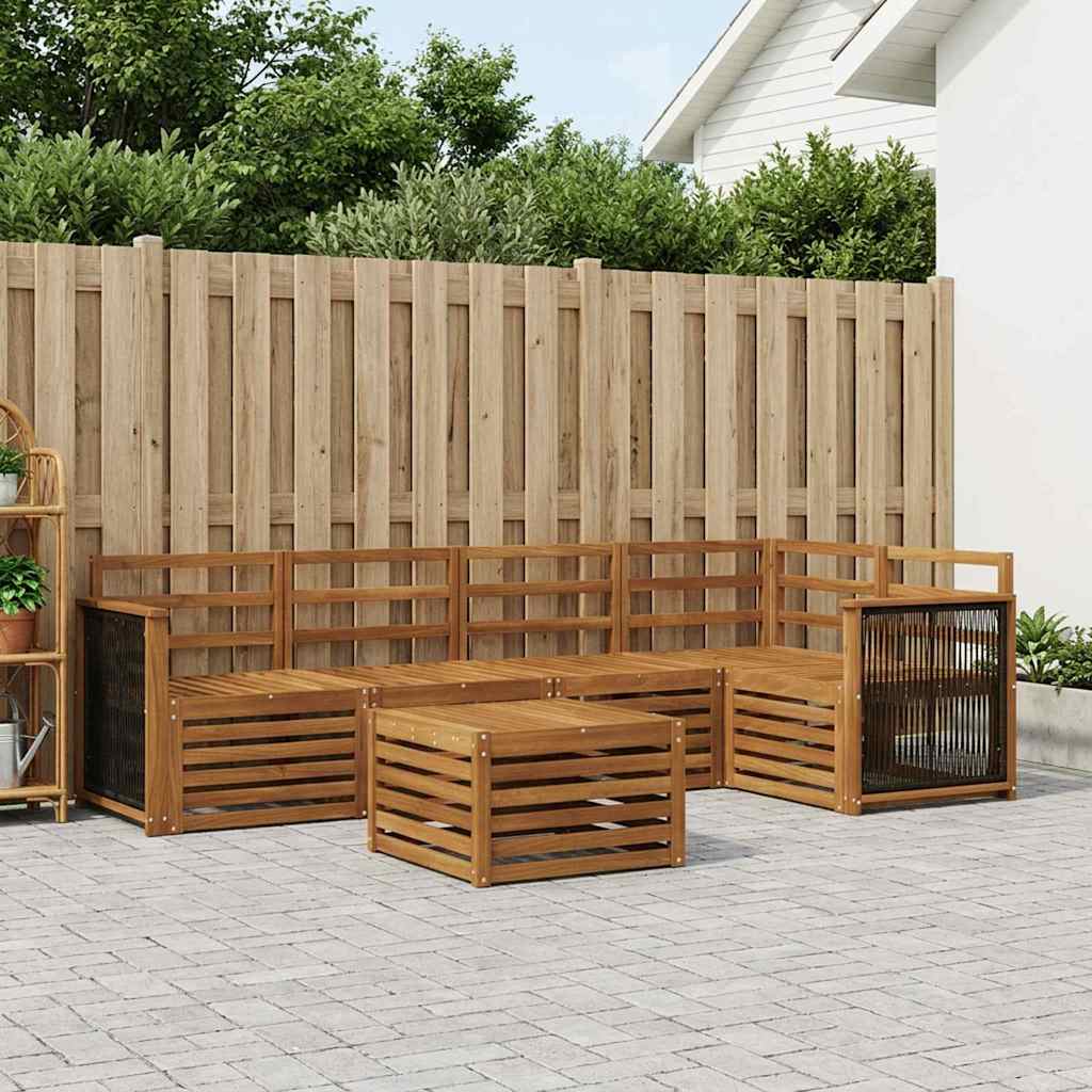vidaXL Zestaw sofy narożnej 5 pcs naturalny Lite Drewno Akacji