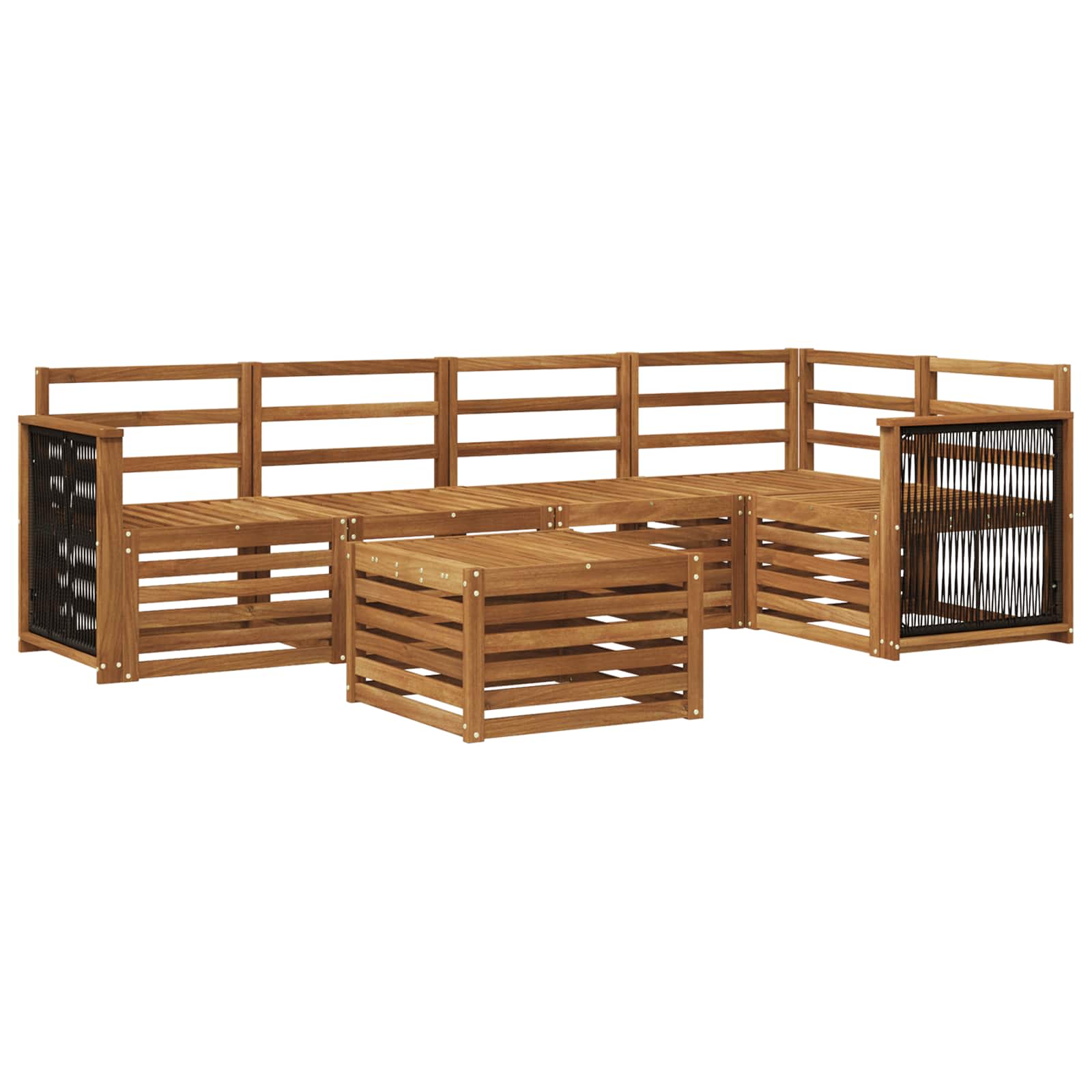 vidaXL Zestaw sofy narożnej 5 pcs naturalny Lite Drewno Akacji