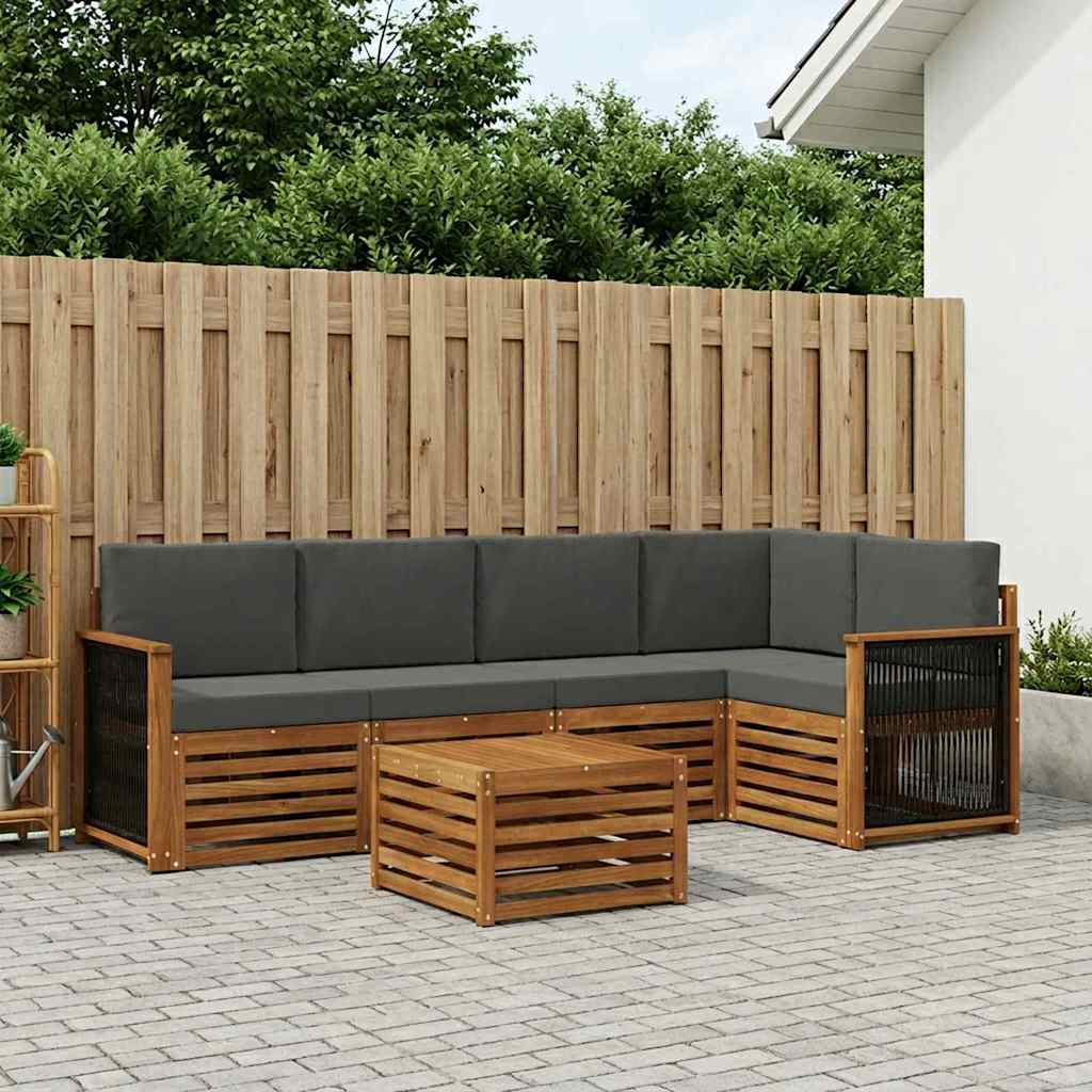 vidaXL Zestaw sofy narożnej z poduszką 5 pcs Naturalny i Antracytowy