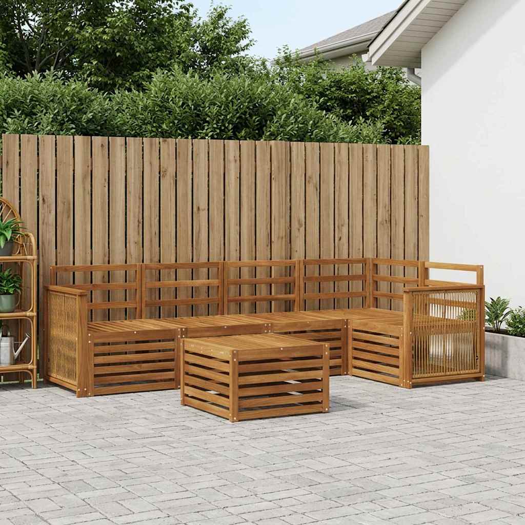 vidaXL Zestaw sofy narożnej 5 pcs naturalny Lite Drewno Akacji