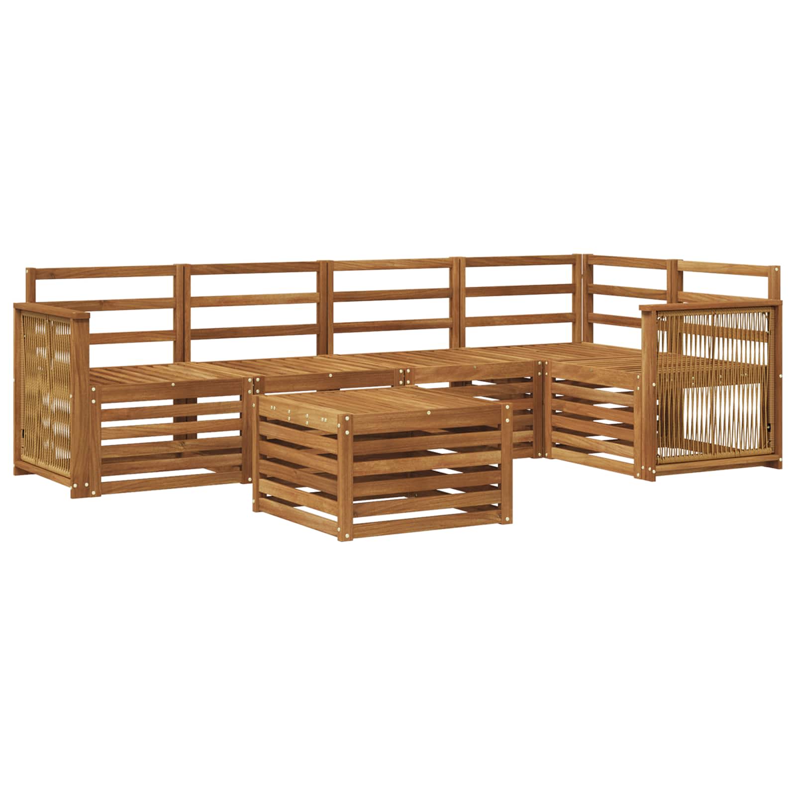 vidaXL Zestaw sofy narożnej 5 pcs naturalny Lite Drewno Akacji