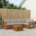 vidaXL Zestaw sofy narożnej z poduszką 5 pcs Naturalny i jasnoszary