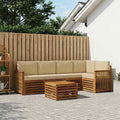 vidaXL Zestaw sofy narożnej z poduszką 5 pcs naturalny