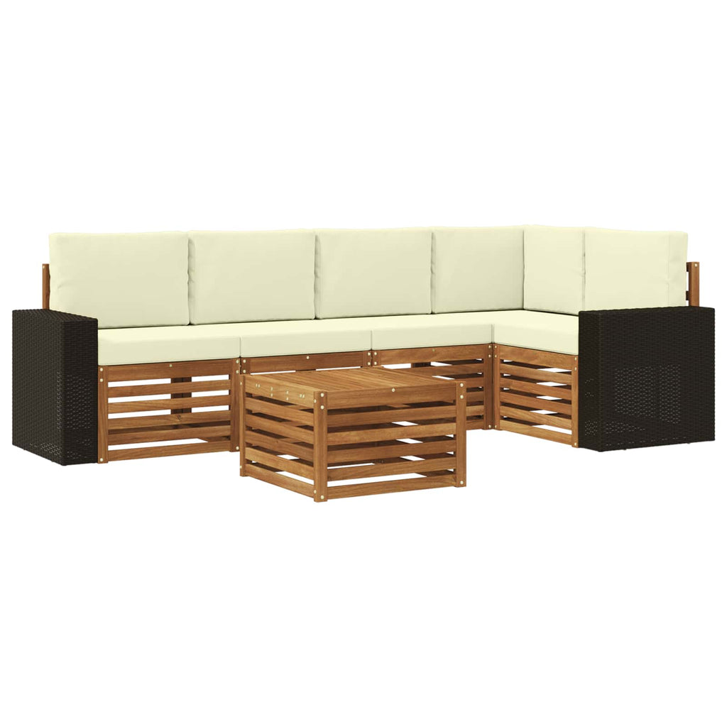 vidaXL Zestaw sofy narożnej z poduszką 6 pcs Naturalny i Kremowy