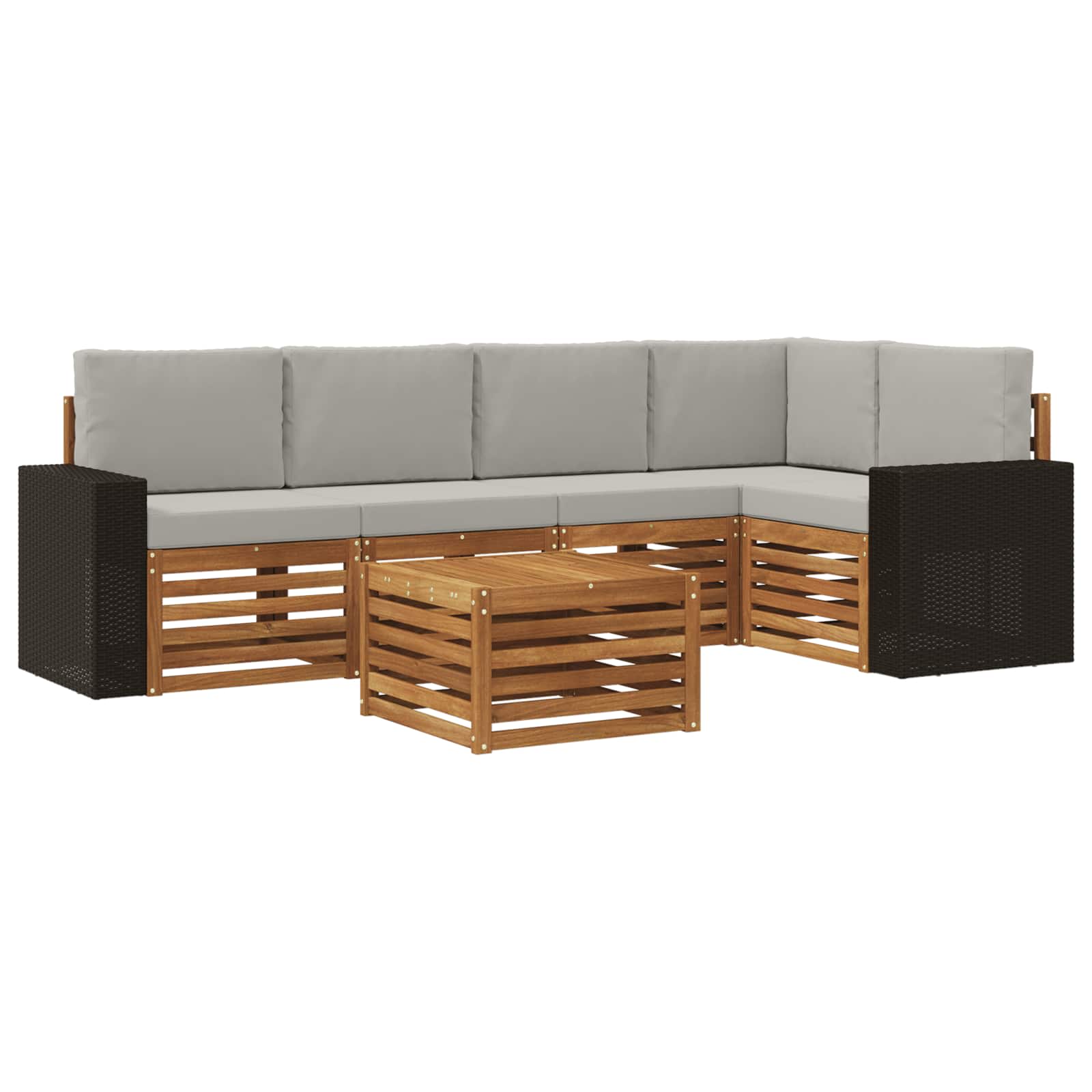vidaXL Zestaw sofy narożnej z poduszką 6 pcs Naturalny i jasnoszary