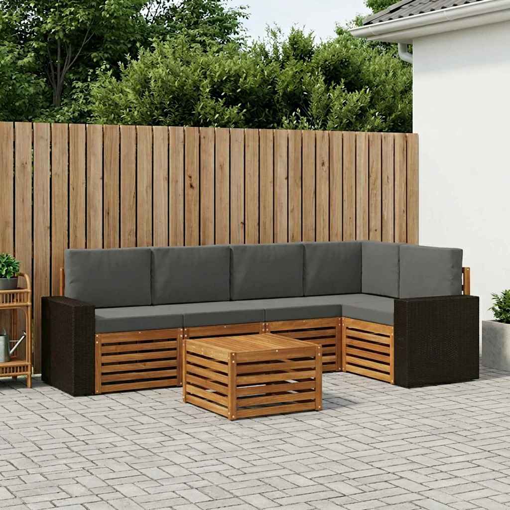 vidaXL Zestaw sofy narożnej z poduszką 6 pcs Naturalny i Antracytowy