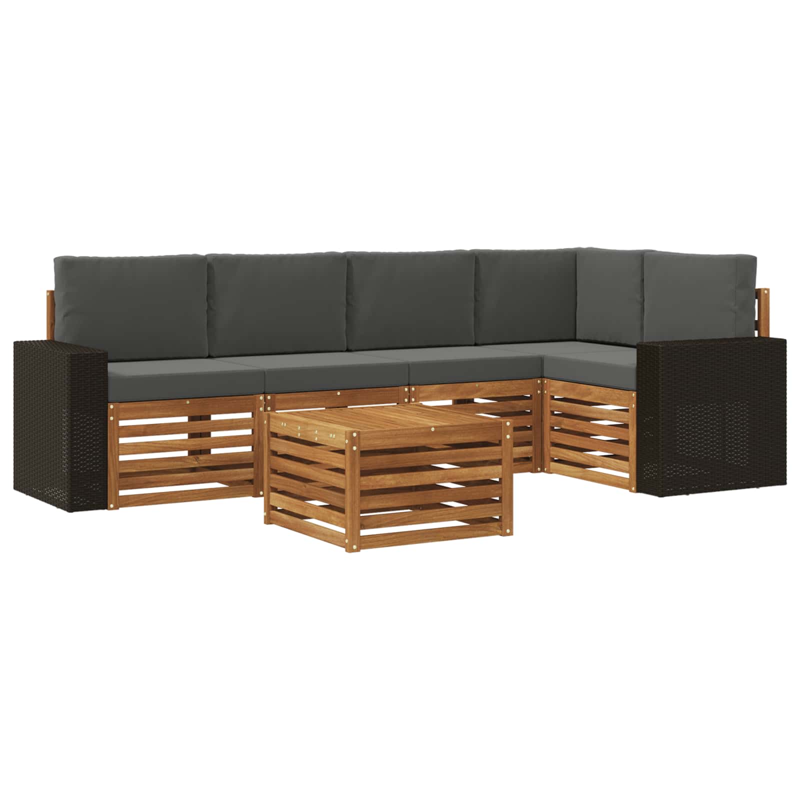 vidaXL Zestaw sofy narożnej z poduszką 6 pcs Naturalny i Antracytowy
