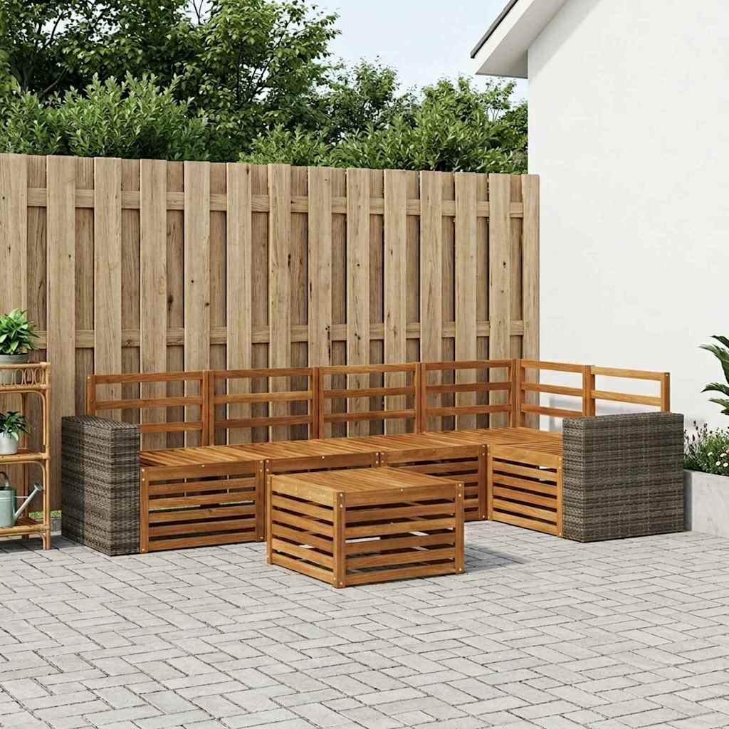 vidaXL Zestaw sofy narożnej 6 pcs naturalny Lite Drewno Akacji