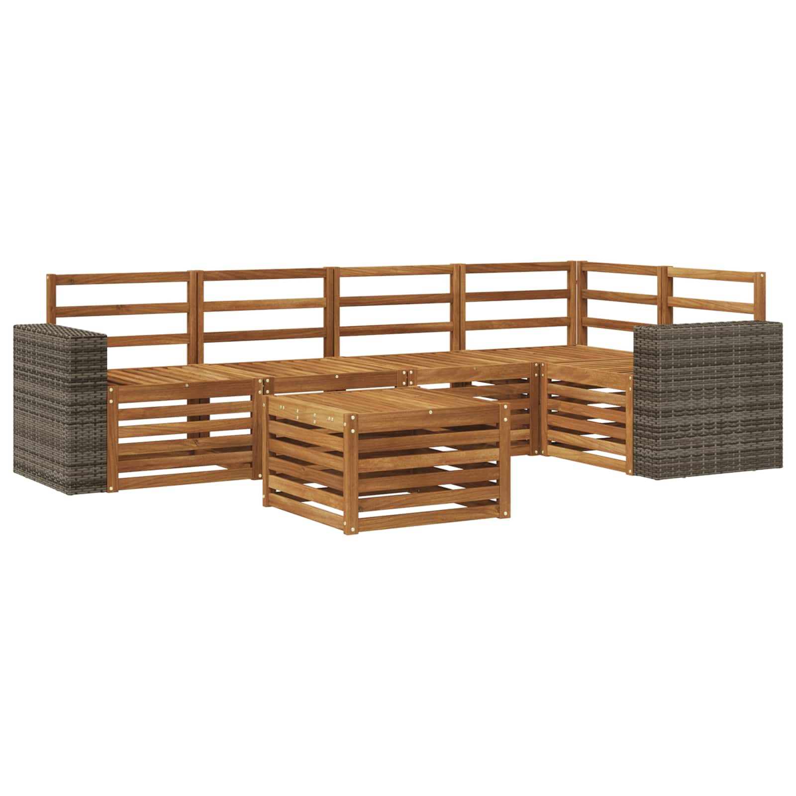 vidaXL Zestaw sofy narożnej 6 pcs naturalny Lite Drewno Akacji