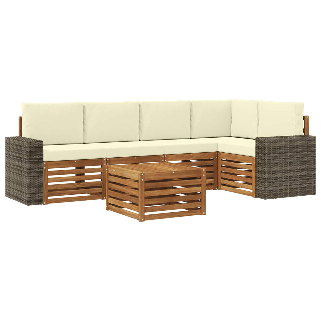 vidaXL Zestaw sofy narożnej z poduszką 6 pcs Naturalny i Kremowy