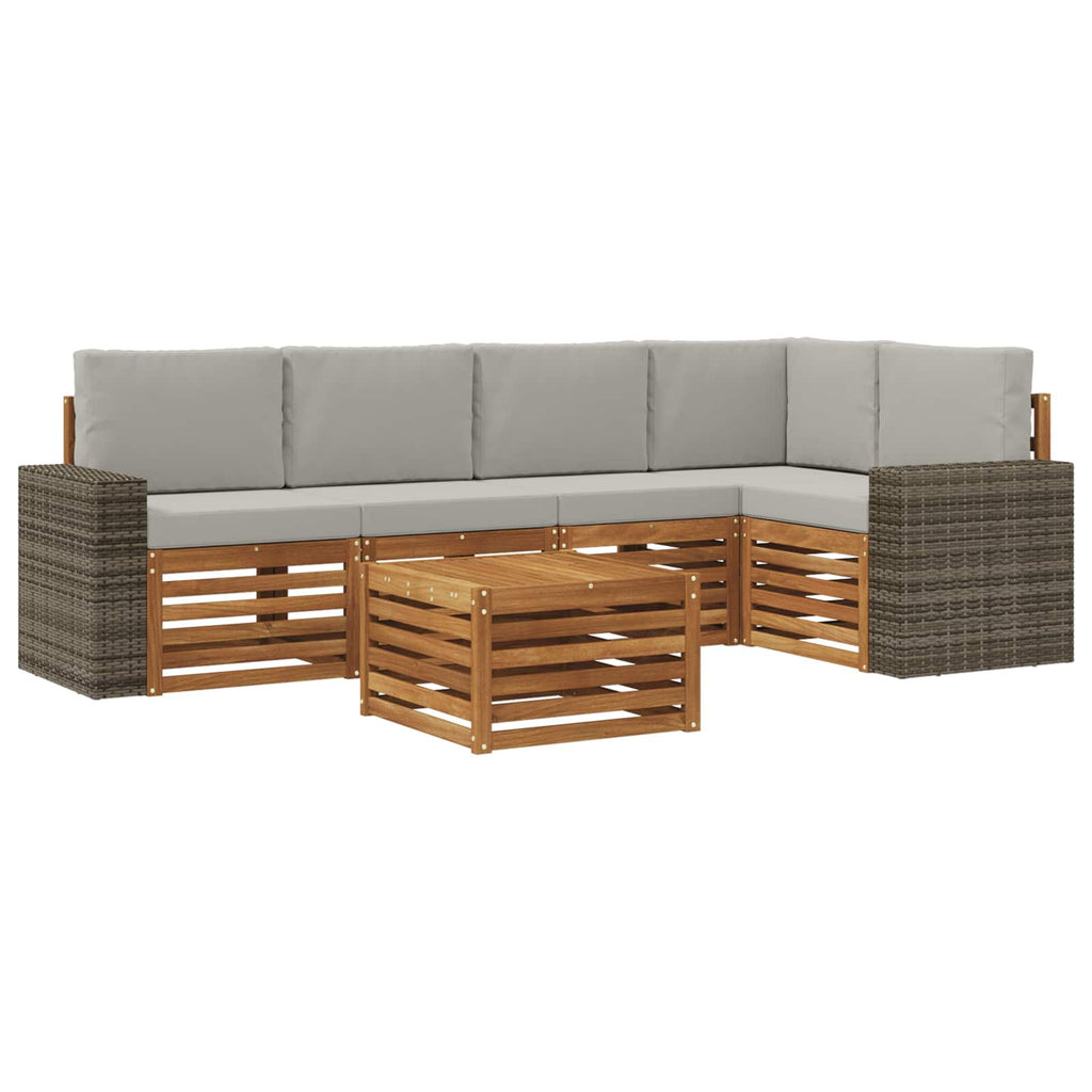 vidaXL Zestaw sofy narożnej z poduszką 6 pcs Naturalny i jasnoszary