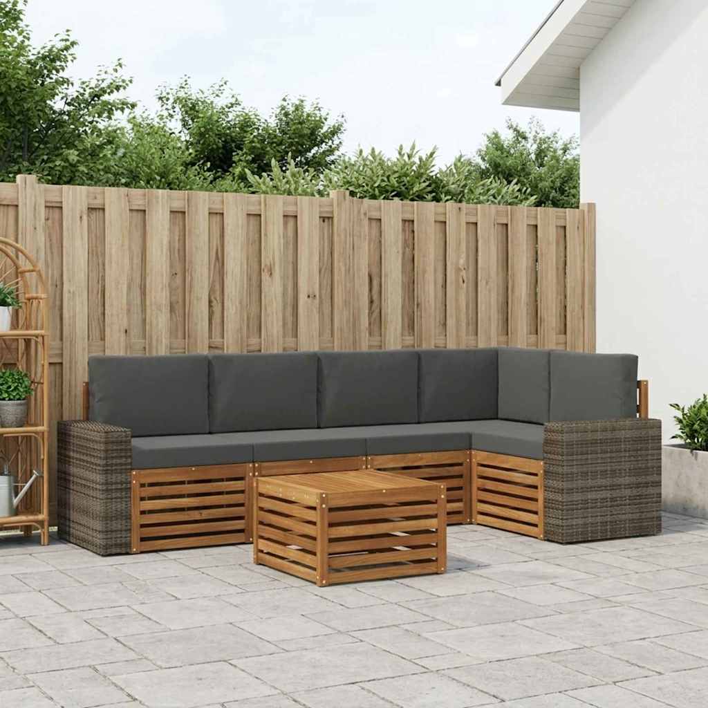 vidaXL Zestaw sofy narożnej z poduszką 6 pcs Naturalny i Antracytowy