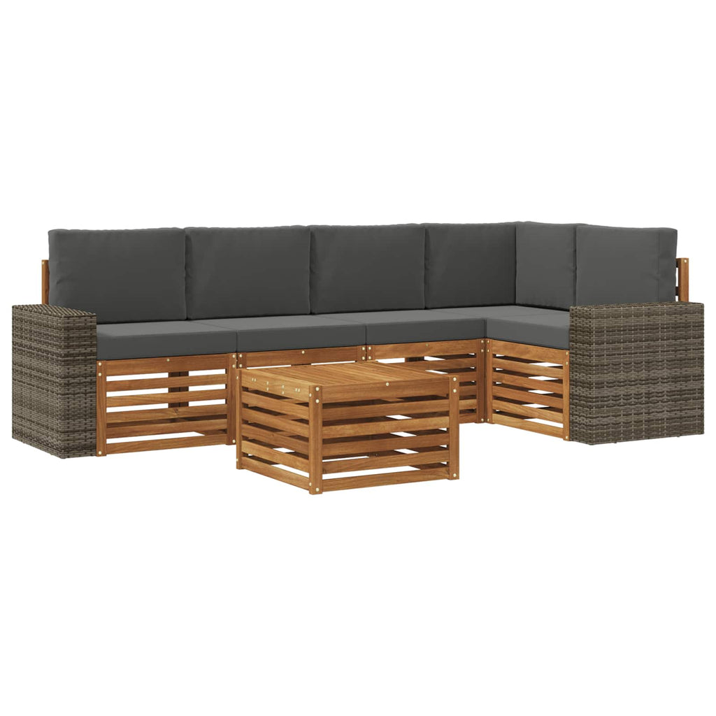 vidaXL Zestaw sofy narożnej z poduszką 6 pcs Naturalny i Antracytowy