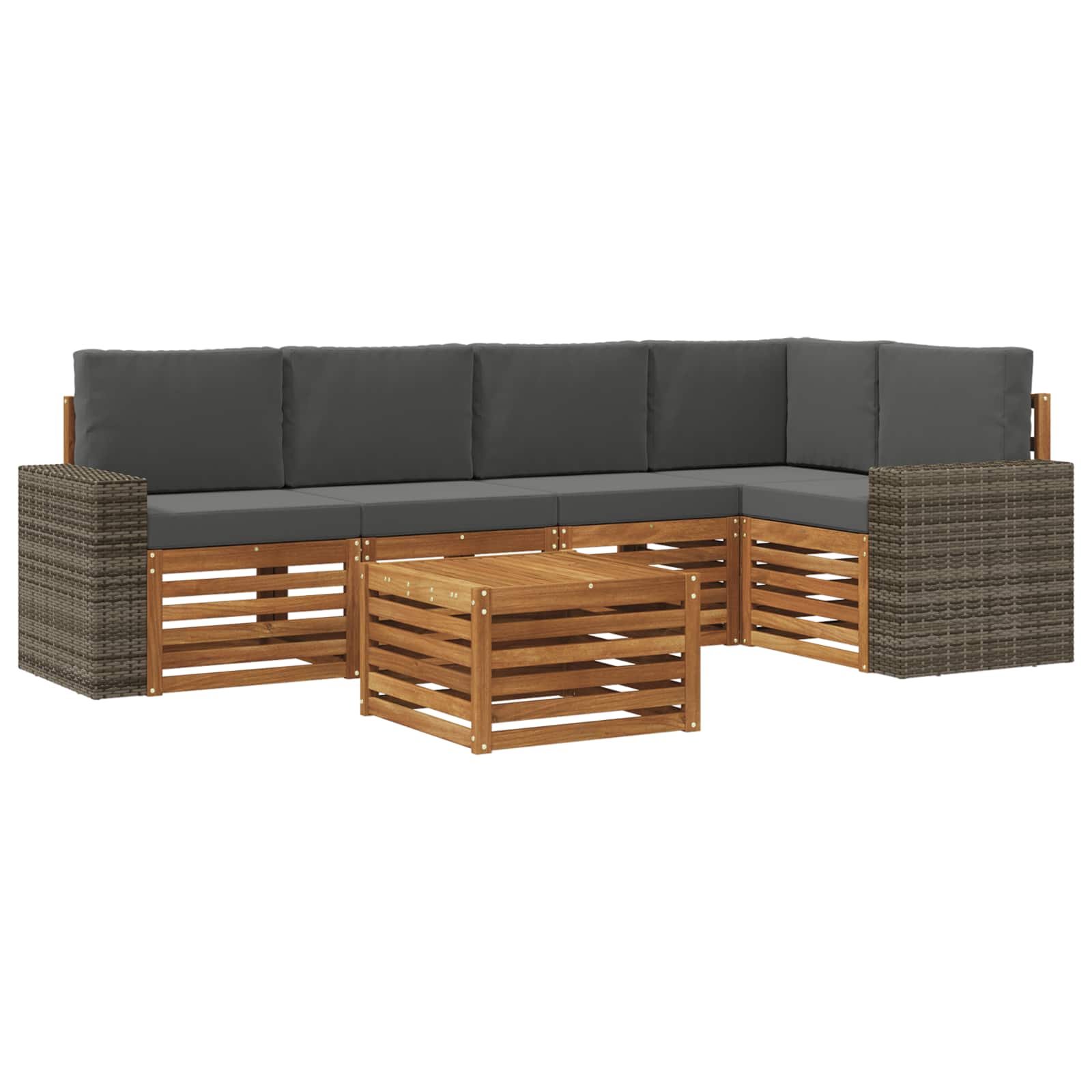 vidaXL Zestaw sofy narożnej z poduszką 6 pcs Naturalny i Antracytowy