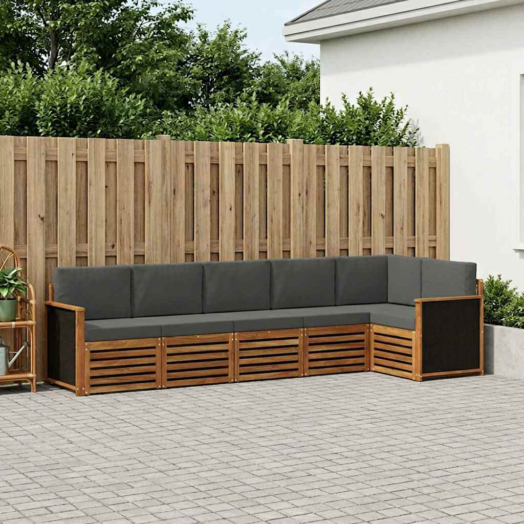 vidaXL Zestaw sofy narożnej z poduszką 5 pcs Naturalny i Antracytowy