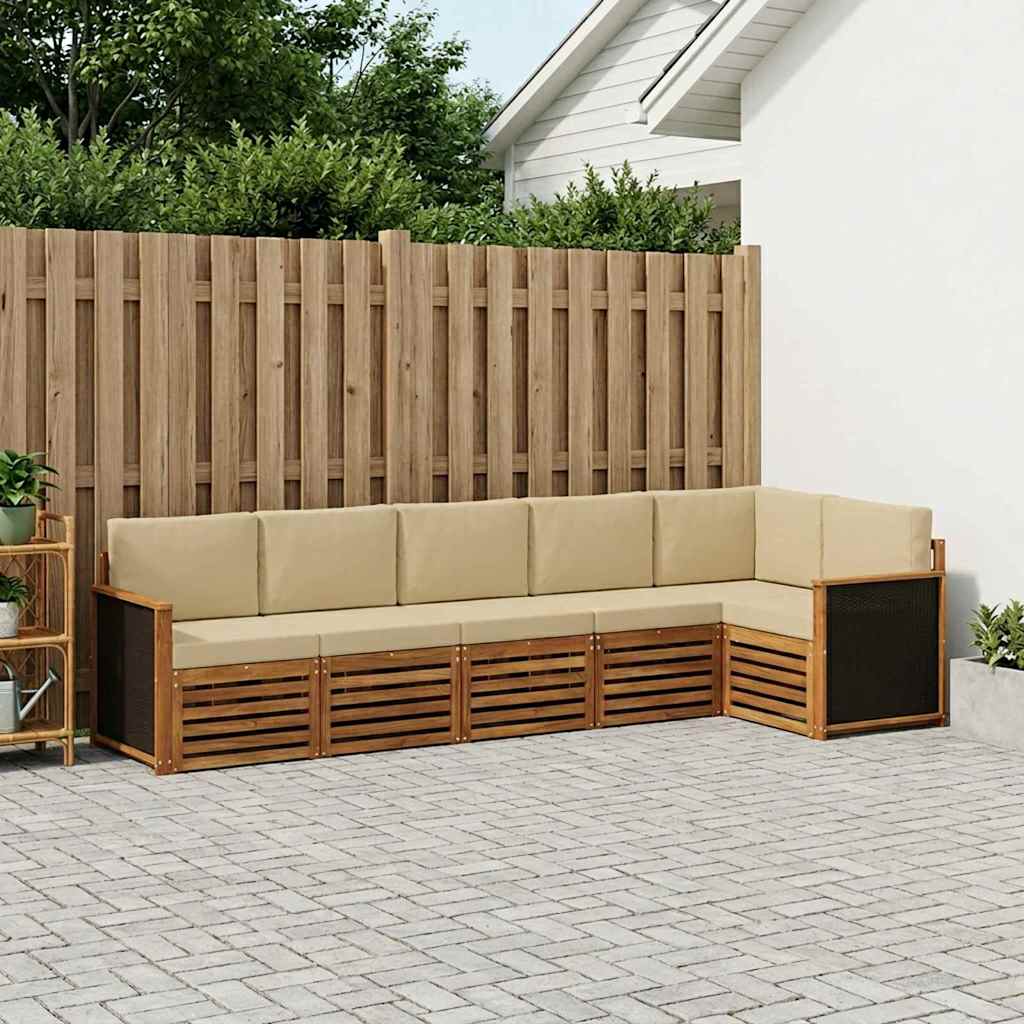 vidaXL Zestaw sofy narożnej z poduszką 5 pcs naturalny