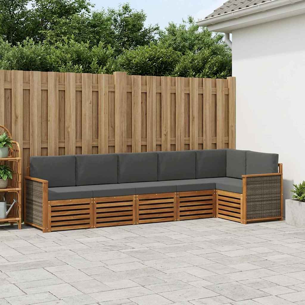 vidaXL Zestaw sofy narożnej z poduszką 5 pcs Naturalny i Antracytowy