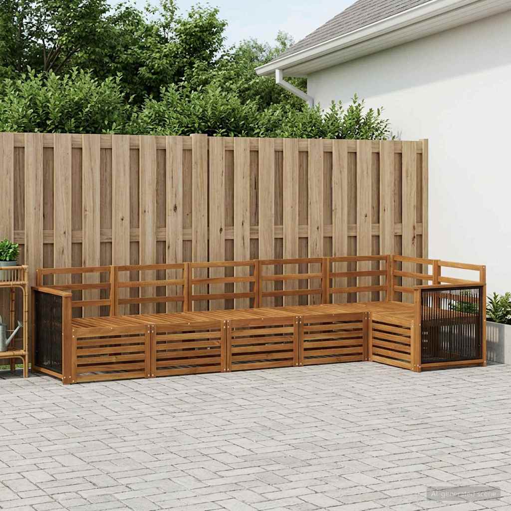 vidaXL Zestaw sofy narożnej 5 pcs naturalny Lite Drewno Akacji