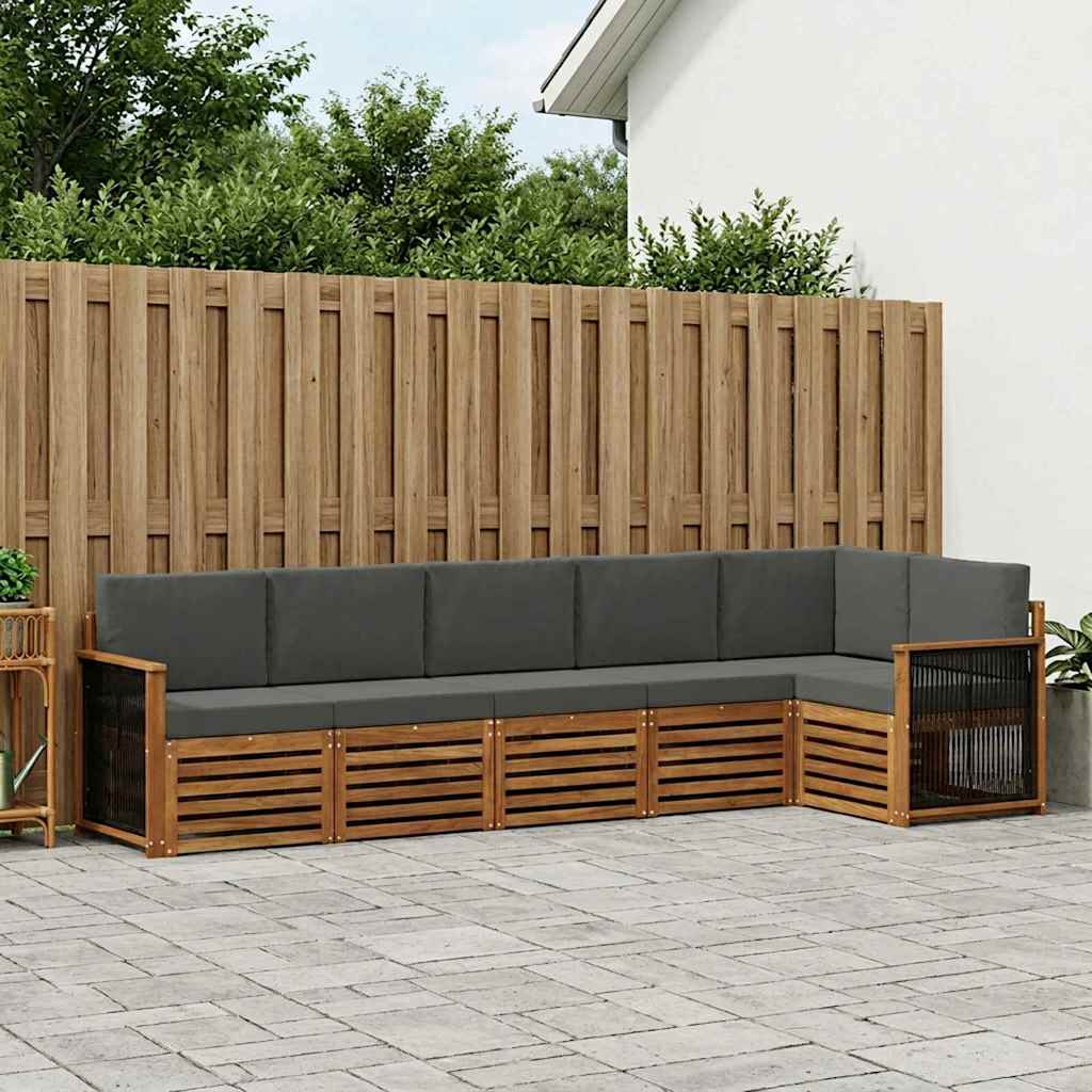 vidaXL Zestaw sofy narożnej z poduszką 5 pcs Naturalny i Antracytowy