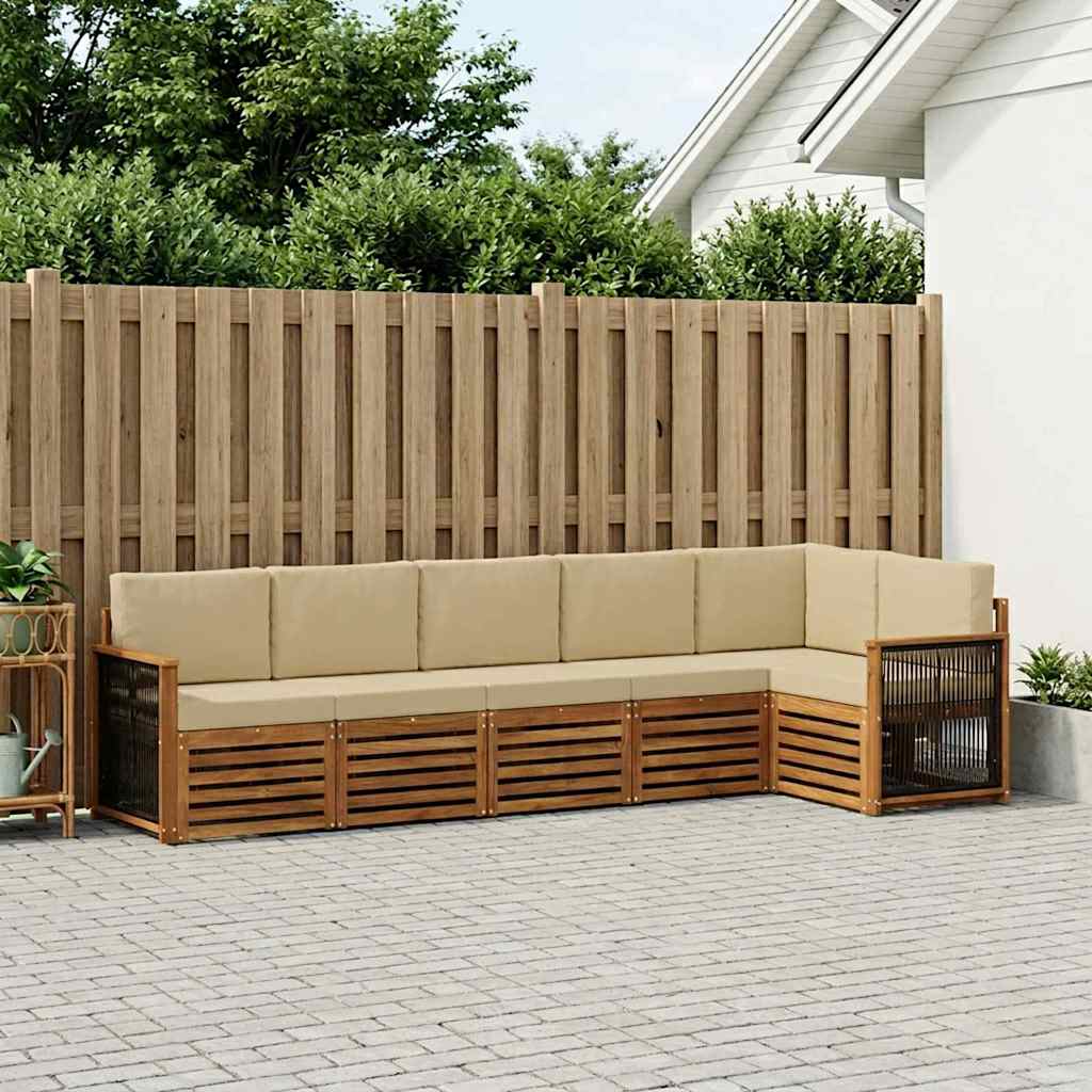 vidaXL Zestaw sofy narożnej z poduszką 5 pcs naturalny