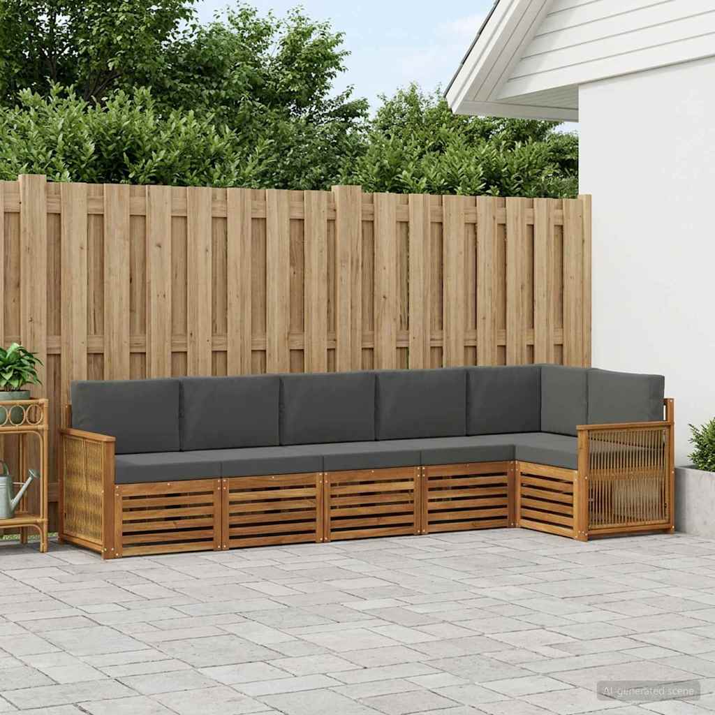 vidaXL Zestaw sofy narożnej z poduszką 5 pcs Naturalny i Antracytowy