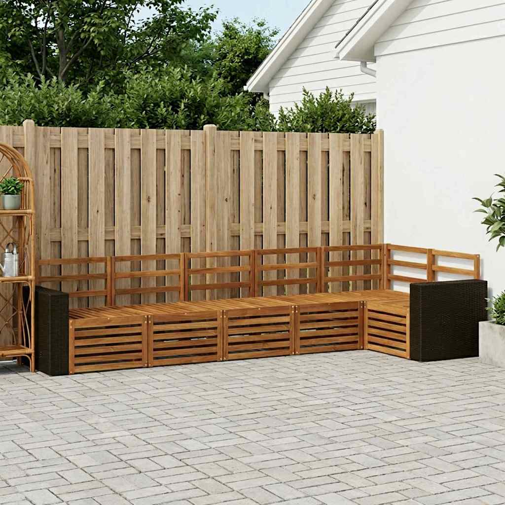 vidaXL Zestaw sofy narożnej 6 pcs naturalny Lite Drewno Akacji