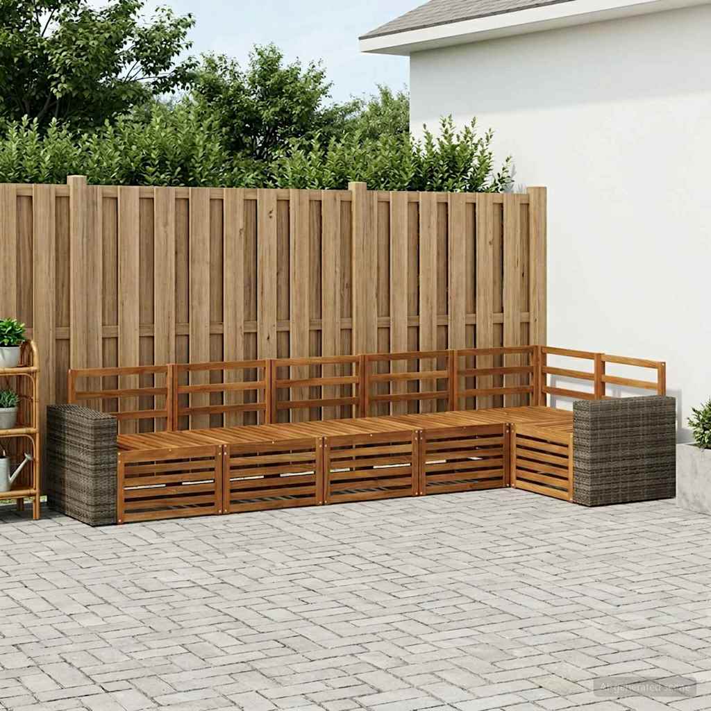 vidaXL Zestaw sofy narożnej 6 pcs naturalny Lite Drewno Akacji