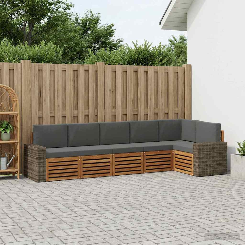 vidaXL Zestaw sofy narożnej z poduszką 6 pcs Naturalny i Antracytowy