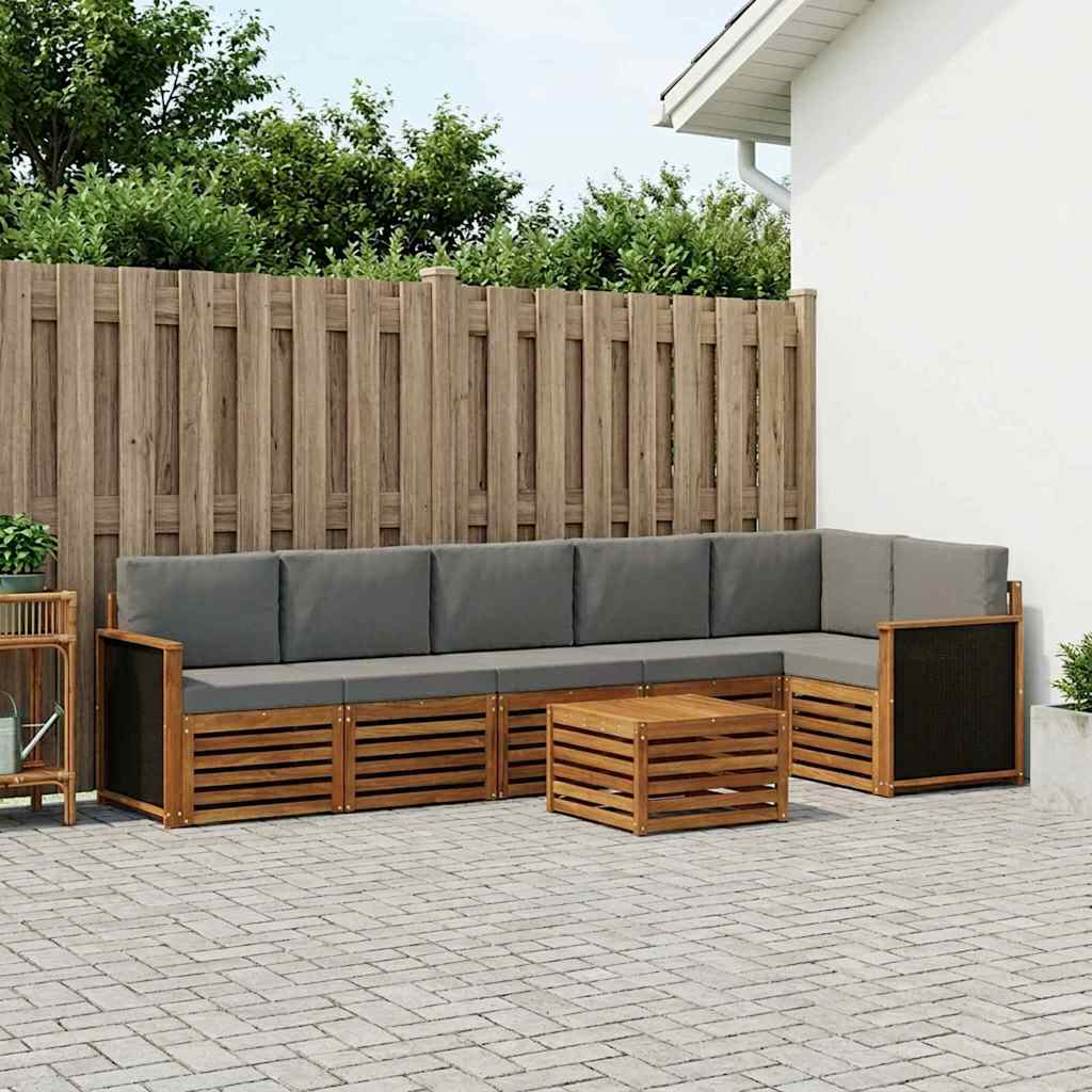 vidaXL Zestaw sofy narożnej z poduszką 6 pcs Naturalny i jasnoszary
