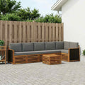 vidaXL Zestaw sofy narożnej z poduszką 6 pcs Naturalny i jasnoszary