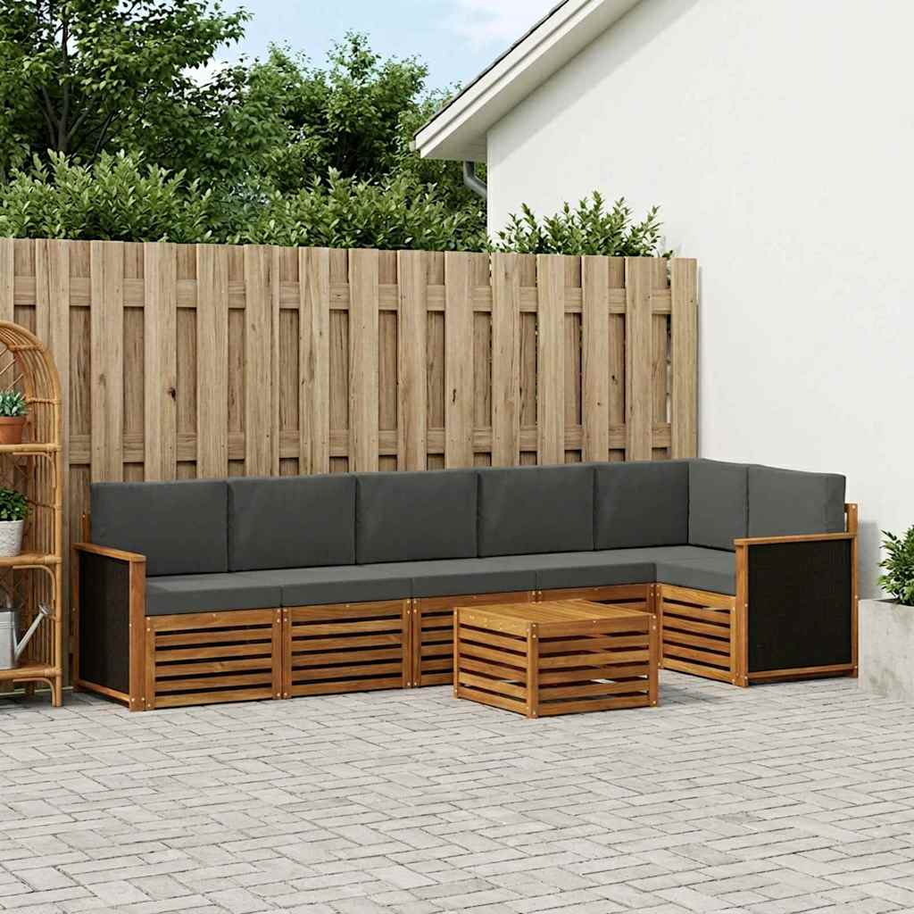 vidaXL Zestaw sofy narożnej z poduszką 6 pcs Naturalny i Antracytowy