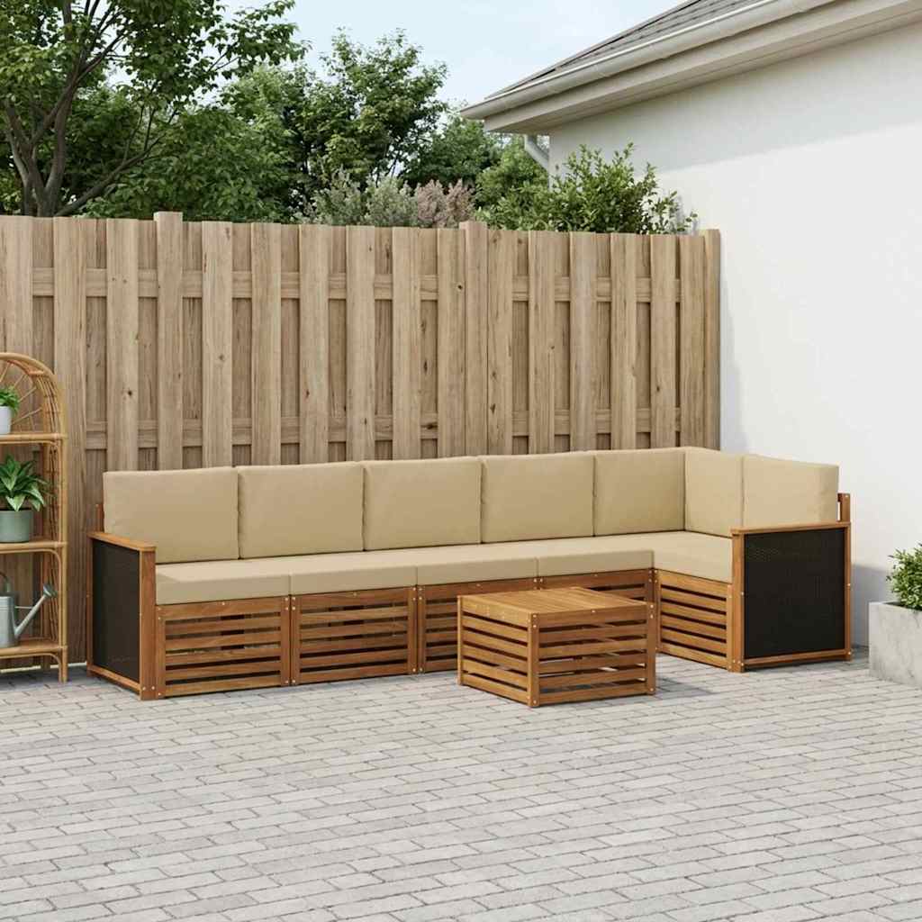 vidaXL Zestaw sofy narożnej z poduszką 6 pcs naturalny